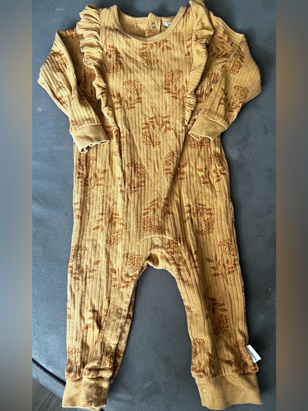 Gerber Ribbed Floral Jumpsuit - 12M